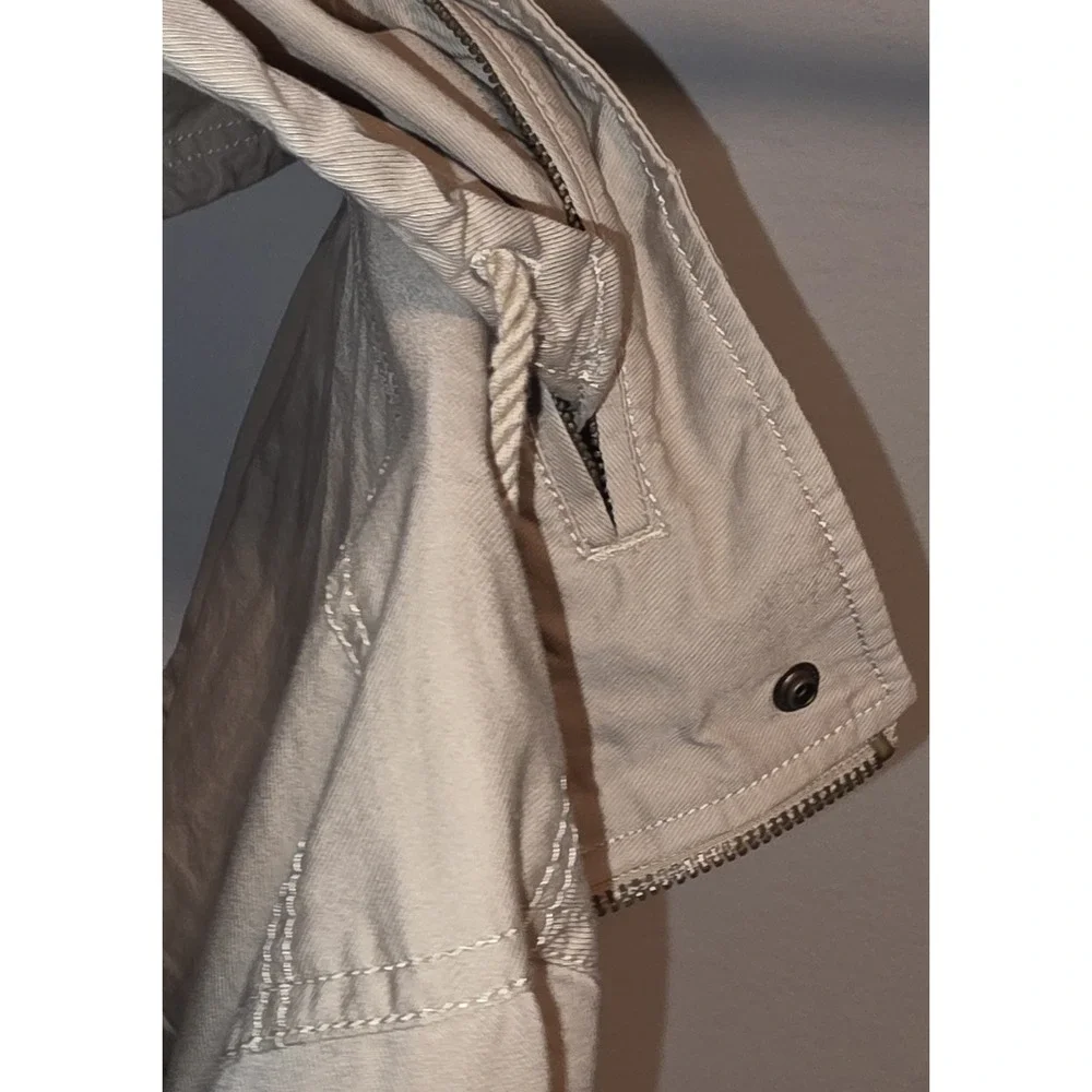 Old Navy Mens Jacket Large Tan Hooded Utility Cargo‎ Pockets Casual Cotton Blend